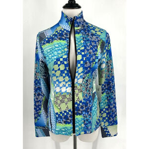 NWT Kevan Hall Golf Jacket Size Small Sport Full Zip Geometric Blue Multicolor